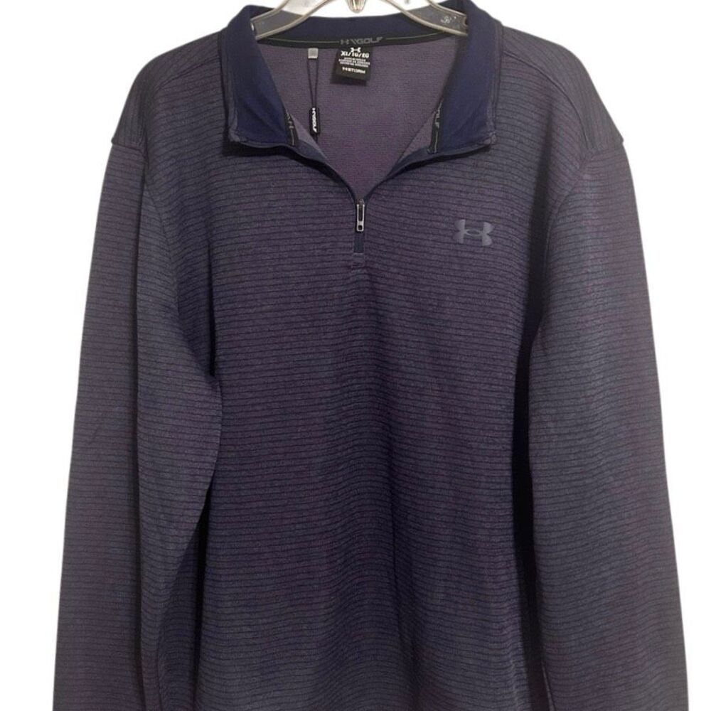 NWT Under Armour Storm Golf Sweater Fleece Mens XL Purple 1/4 Zip Loose Pullover
